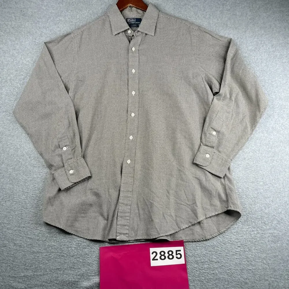 Polo Ralph Lauren Curham Classic Fit Shirt Houndstooth Button Up Long Sleeve XL